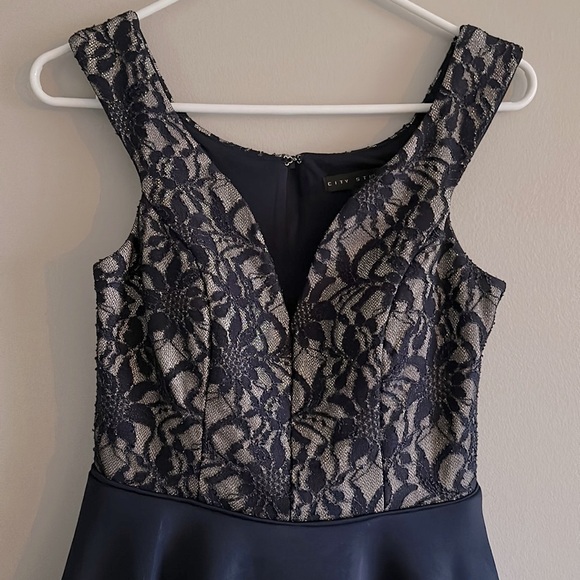 Juniors' Glitter Lace Fit & Flare Dress - Picture 3 of 8